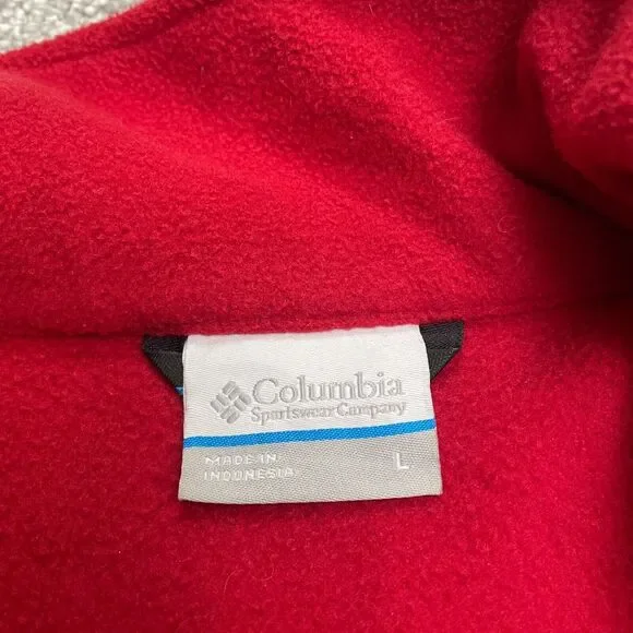Columbia Fleece Jacket Mens Large Red University Of Alabama Full Zip Pocket Hike